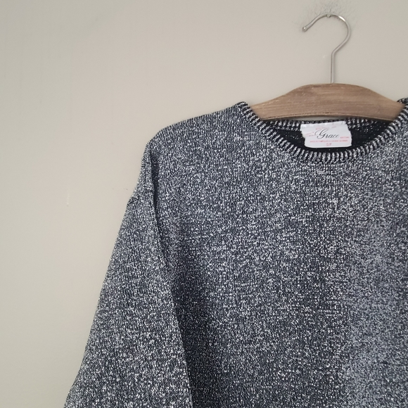VINTAGE | GRACE | Silver Tinsel Coloured Long Sleeve Sweater - Picture 5 of 7